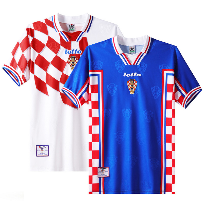 1998克罗地亚主客场复古球衣男运动足球服训练服专业比赛球服批发