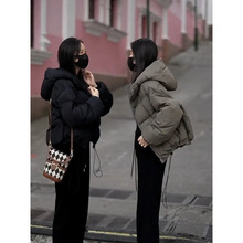 黑色短款棉服女韩系2024年冬季新款爆款加厚小个子面包服裤子套装