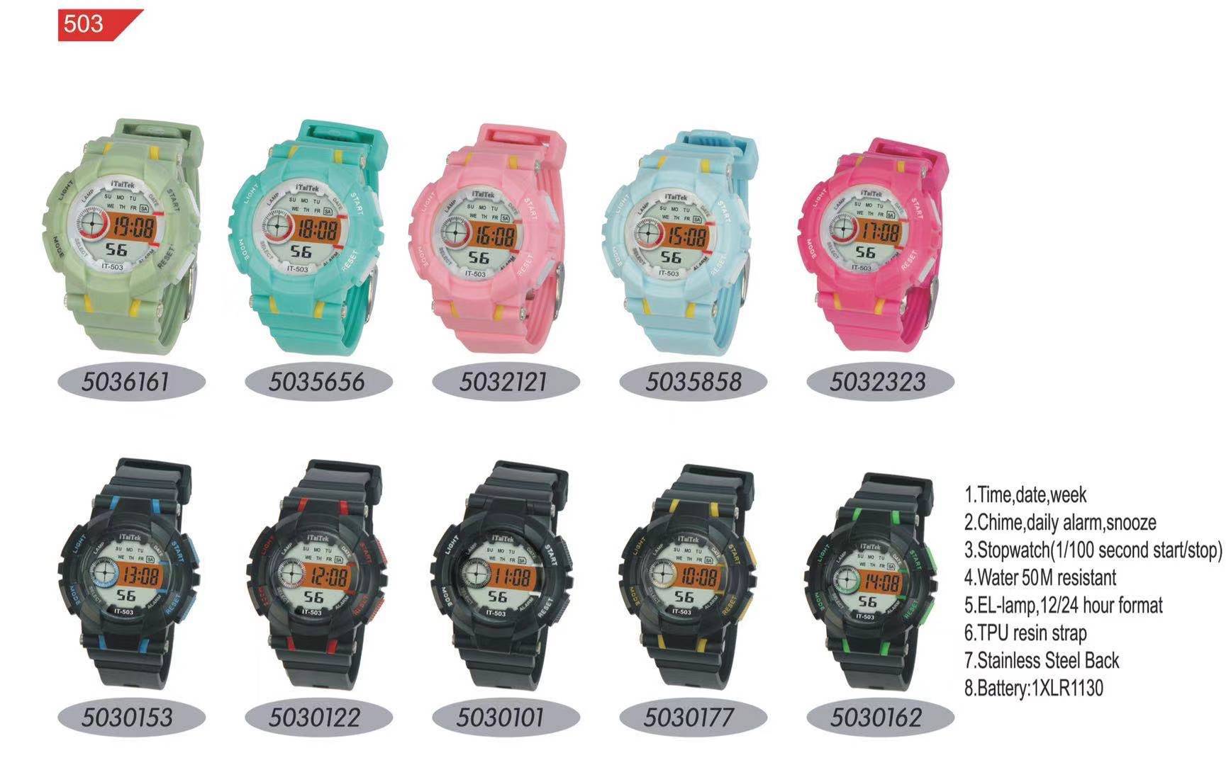 Itaitek Factory Direct Supply New Aitai Three-Color Waterproof Sport Watch Children's Watch Student's Watch Electronic Watch