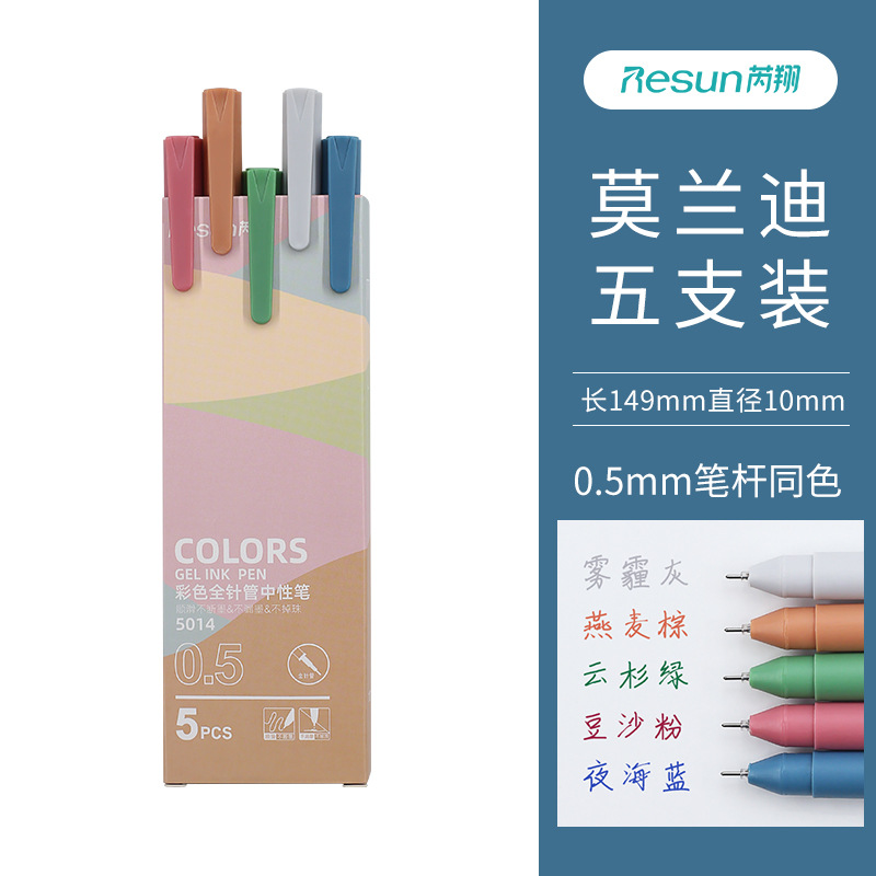 Ruoxiang Morandi Gel Pen Color Boxed Quick-Drying Hand Account Pen Student Stationery Office Supplies Factory Wholesale