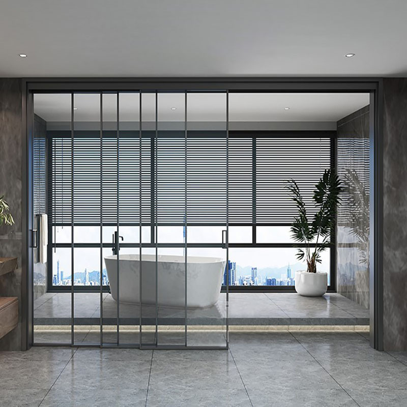 阿尔维 断桥铝门窗定制联动玻璃推拉门商铺厨房隔断阳台自动移门