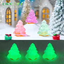 跨境新品微景观创意夜光圣诞树园艺水晶雪球造景装饰品配件小摆件