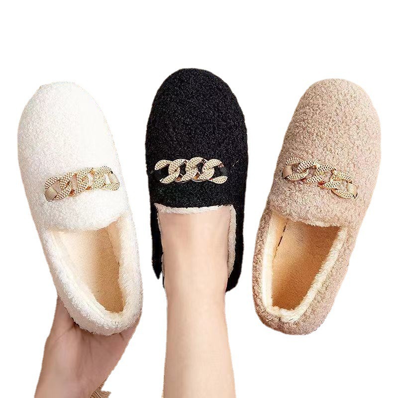 Loafers Women's Autumn and Winter Korean Warm New Platform Fluffy Shoes Flat All-Matching Cotton Shoes Fleece-lined Mother Outer Wear