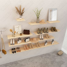 日式实木一字隔板置物架墙上收纳架服装店鞋包店展示架壁挂书架子