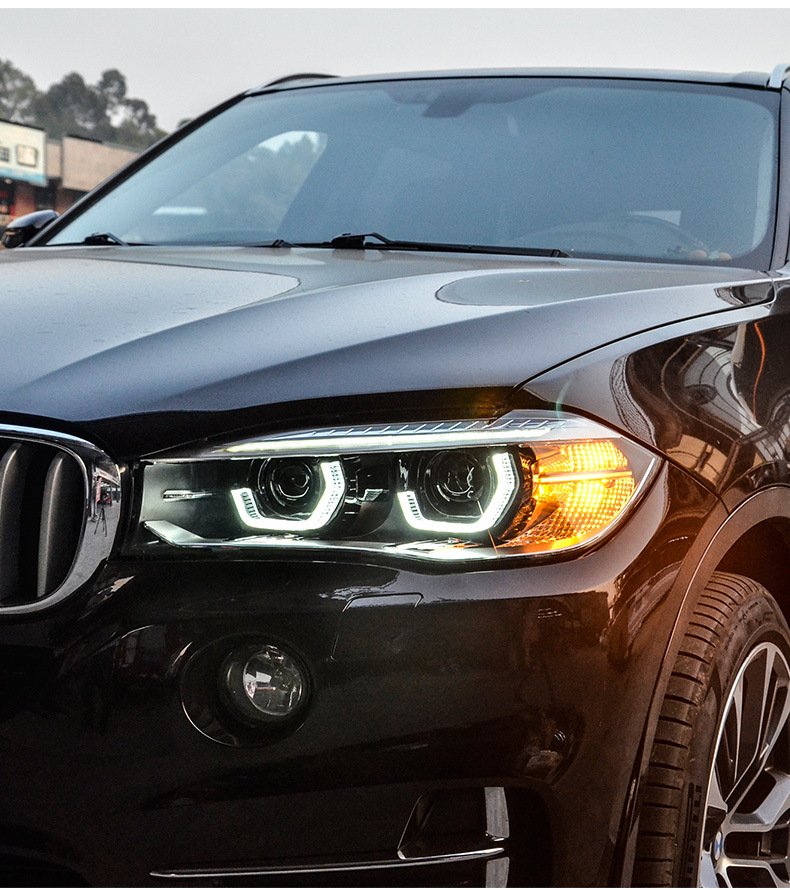 适用于14-17款宝马x5大灯总成f15改装led勺子日行灯激光透镜led