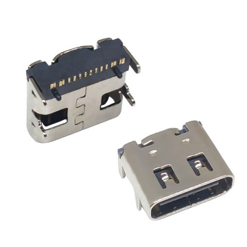 供应快充type-c16p母座 四脚插板 板上四脚贴片端子带弹片 usb3.