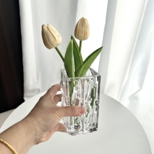 ins风迷你加厚玻璃小花瓶玻璃透明插花客厅餐桌吧台桌面软装咖佑