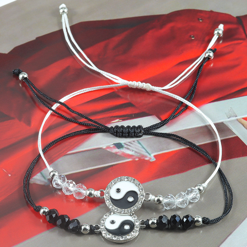 Cross-Border Hot Yin Yang Tai Chi Gossip Couple Bracelet Temu Supply Spot Crystal Bracelet