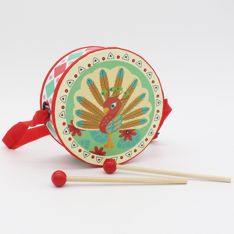 宝宝手敲鼓木制双面鼓儿童打击乐器军鼓拍拍鼓早教音乐玩具小鼓