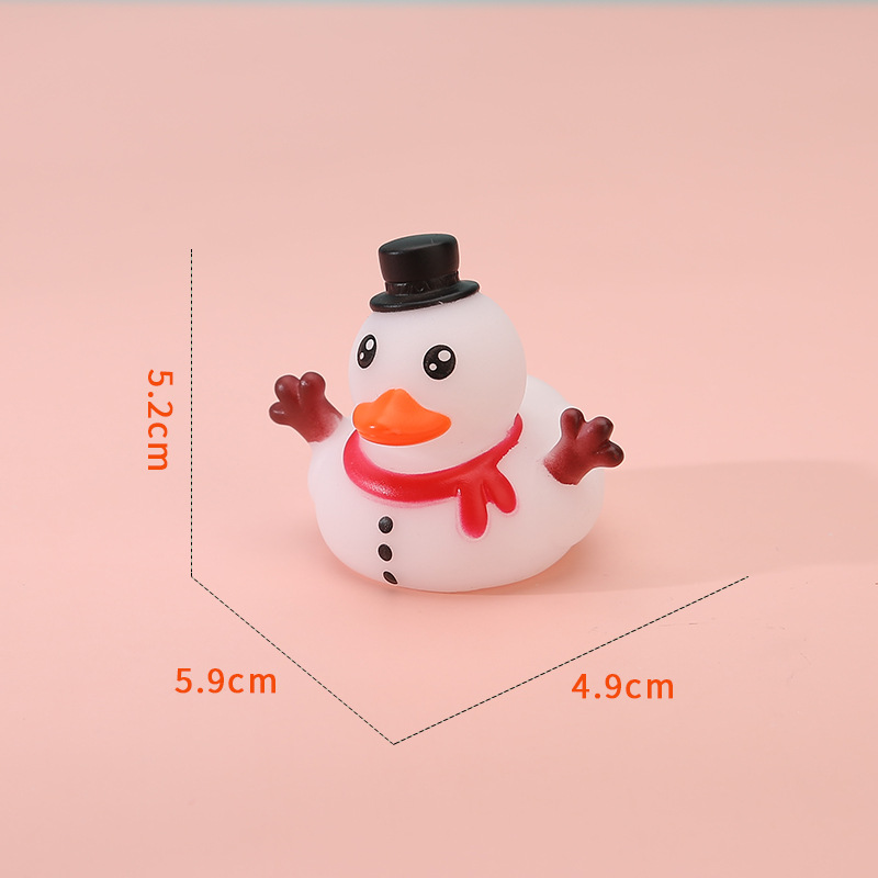 Creative Cross-Border Vinyl Christmas Antlers Small Yellow Duck Santa Claus Snowman Squeeze and Sound Toy Children Playing with Water Toys