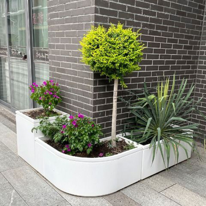 nih圆转角花箱 户外铁艺花箱组合商业街道路园艺露台花坛庭院现做