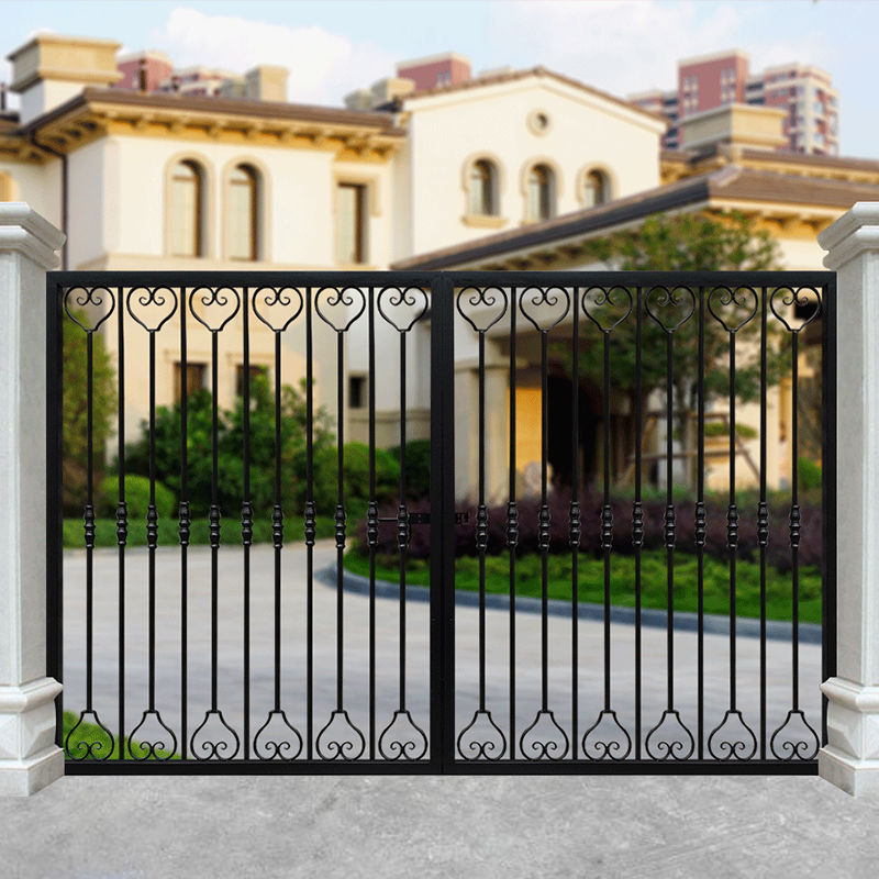 简欧铁艺大门庭院门别墅门乡村花园对开门户外铁门单双四开门