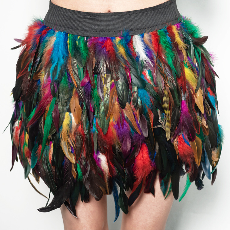 跨境外贸羽毛裙子化妆舞会短裙圣诞成人儿童表演演出不规则半身裙