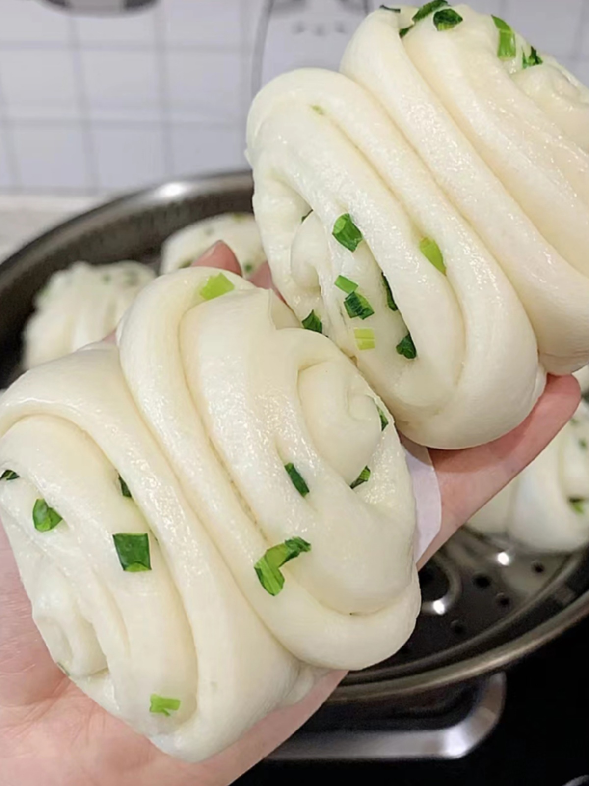 手工葱油花卷25个馒头健康早餐不加防腐剂早点速冻包子食品半成品