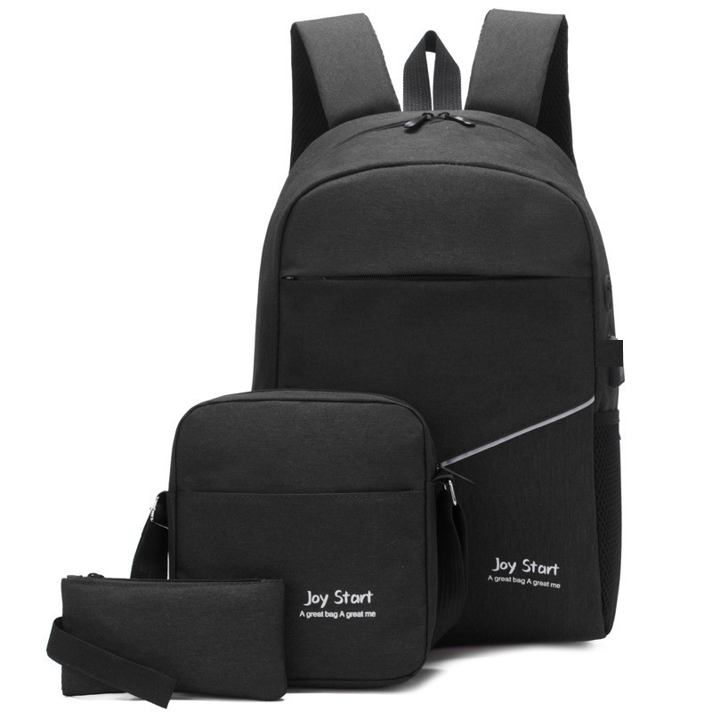 Factory Direct Sales Business Three-Piece Set Men's Backpack Fashion Trendy Backpack Leisure Saving Schoolbag Computer Bag