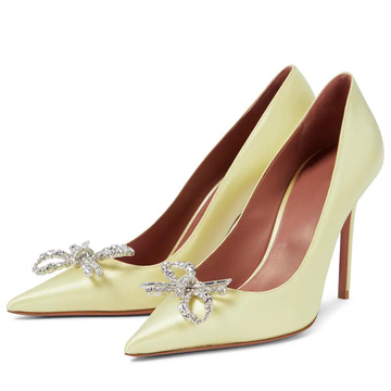 成都夏季新款欧美大码纯色蝴蝶结时装靓丽细高跟女士单鞋外贸货源