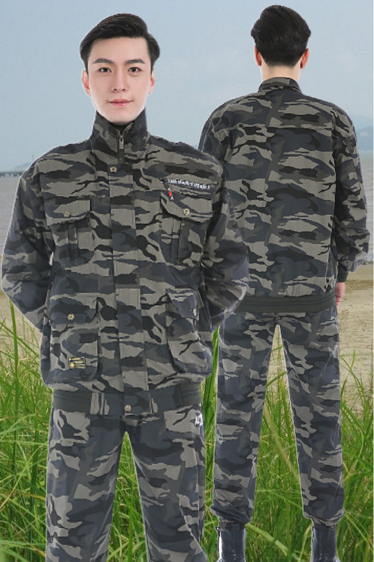 正版迷彩服套装男春秋纯棉加厚耐磨军迷服装户外迷彩劳保工作服装