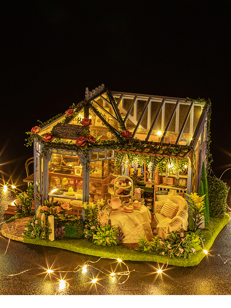 diy小屋手工制作蔷薇庭园花房子别墅迷你艺术拼装模型礼物女玩具