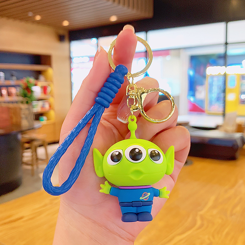 New Toy Story Cartoon Key Button Buzz Lightyear Strawberry Bear Cars and Bags Key Chain Pendant Accessories