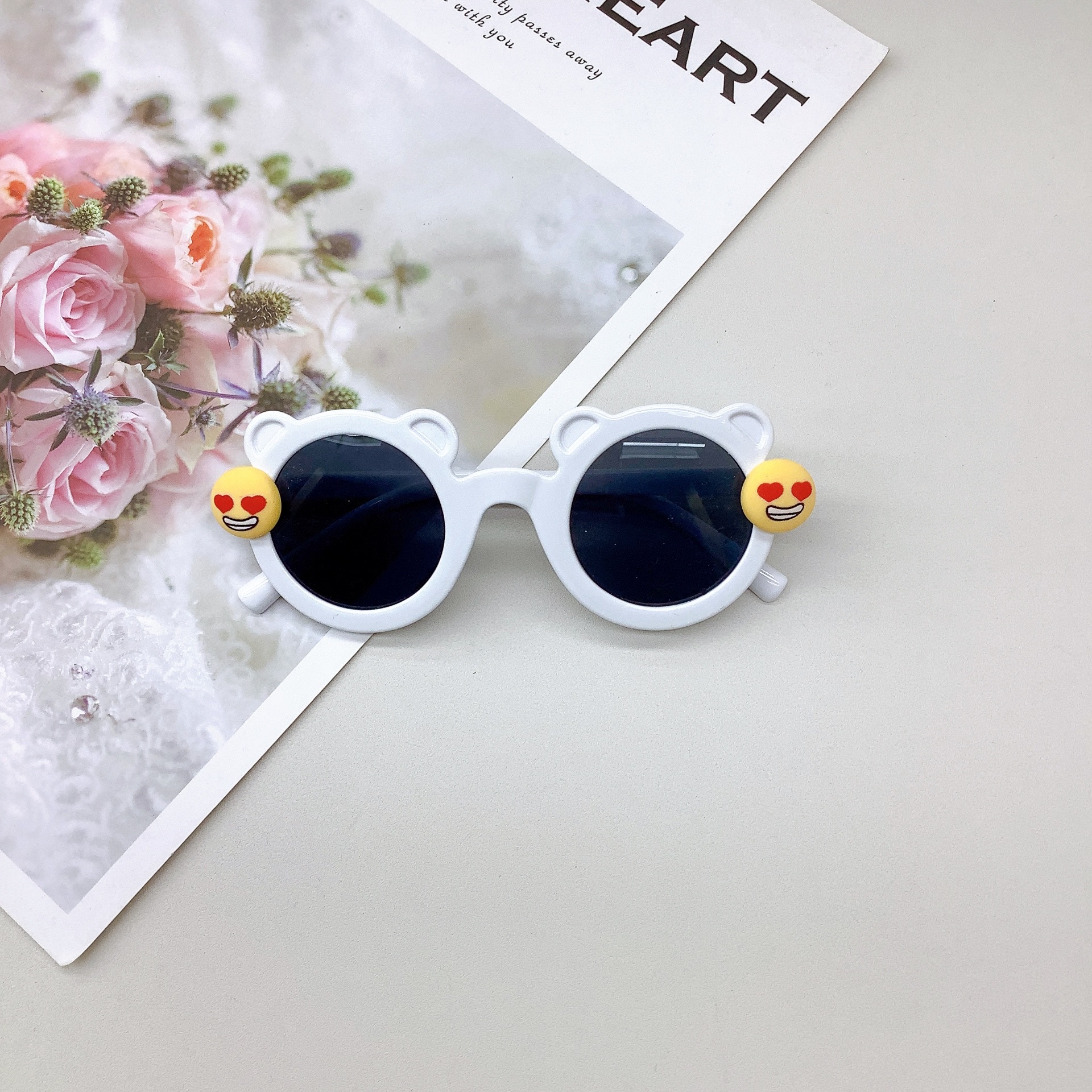 Fashion DIY Cute Bear Kids Sunglasses Baby Sun-Shade Glasses Men and Women UV Protection UV400 Sunglasses