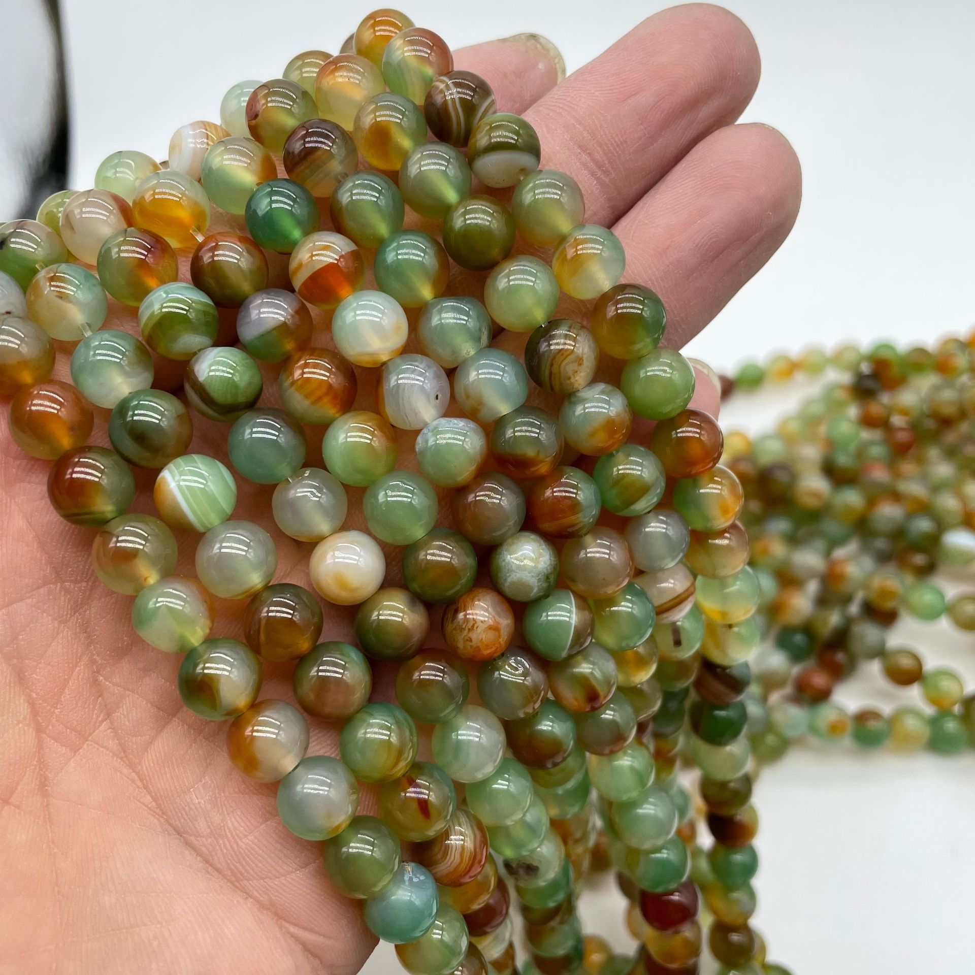 天然孔雀玛瑙散珠红绿双色玛瑙圆珠串珠半成品饰品配件批发agate