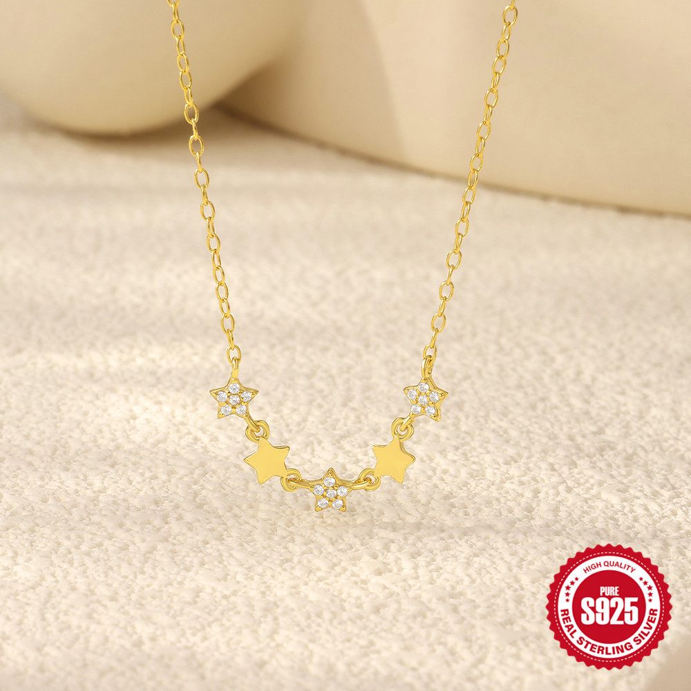 欧美s925日常配饰 通勤满天星吊坠项链个性小众设计感颈饰不撞款