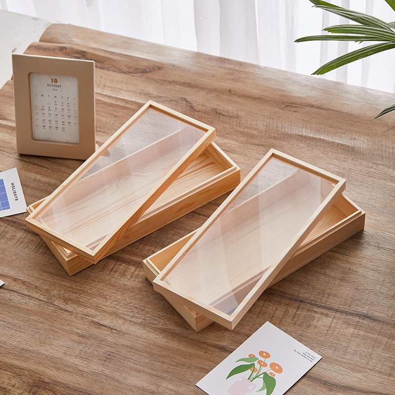 Solid Wood Translucent Gift Box Holiday Health Care Products Cordyceps Saffron Wooden Packing Box Household Jewelry Storage Box