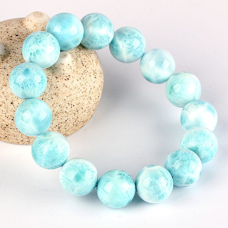 天然海纹石手串 深邃海洋蓝海纹石larimar 拉利玛手链饰品 海纹