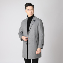 品牌剪标春季男士纯色西装领胸针点缀羊毛双面呢大衣10100