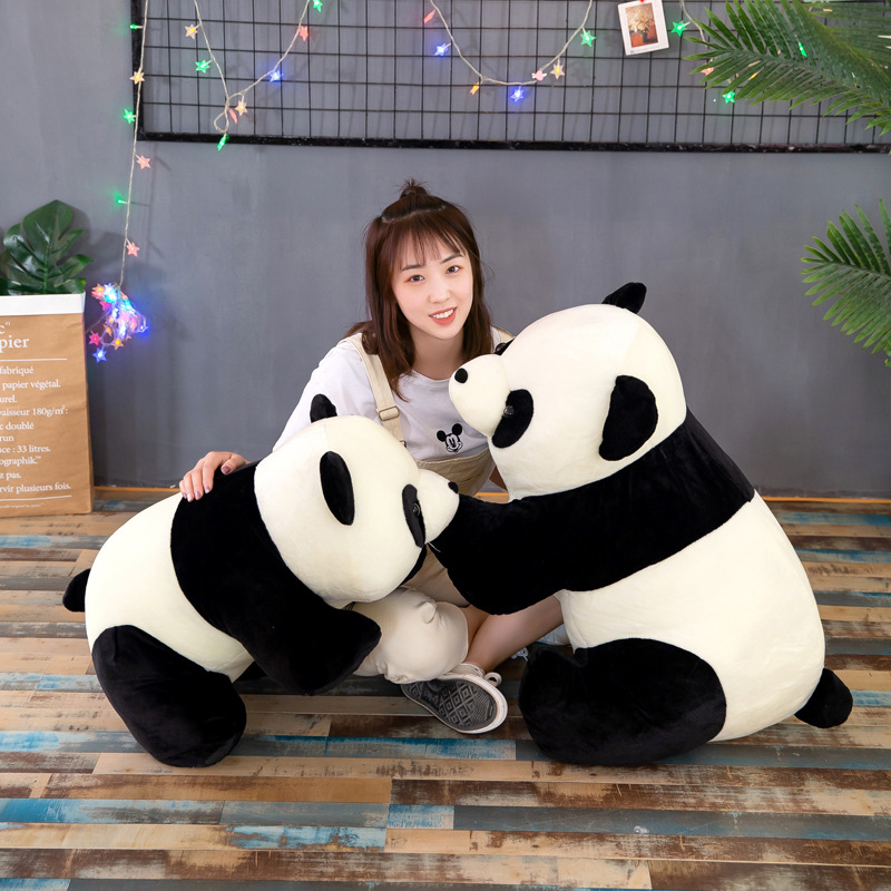 Cute Panda Doll Plush Toys Simulation Lying Style Panda Doll Pillow Stall Decoration with Logo