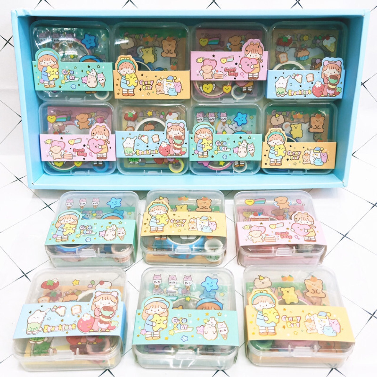 韩版创意饭盒卡通便签和纸胶带贴纸套装儿童圣诞手账胶带装饰礼品