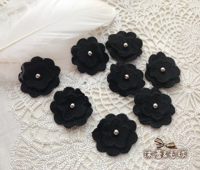 黑色立体花朵刺绣辅料 diy手工装饰衣服补丁贴布贴花毛衣绣补破洞