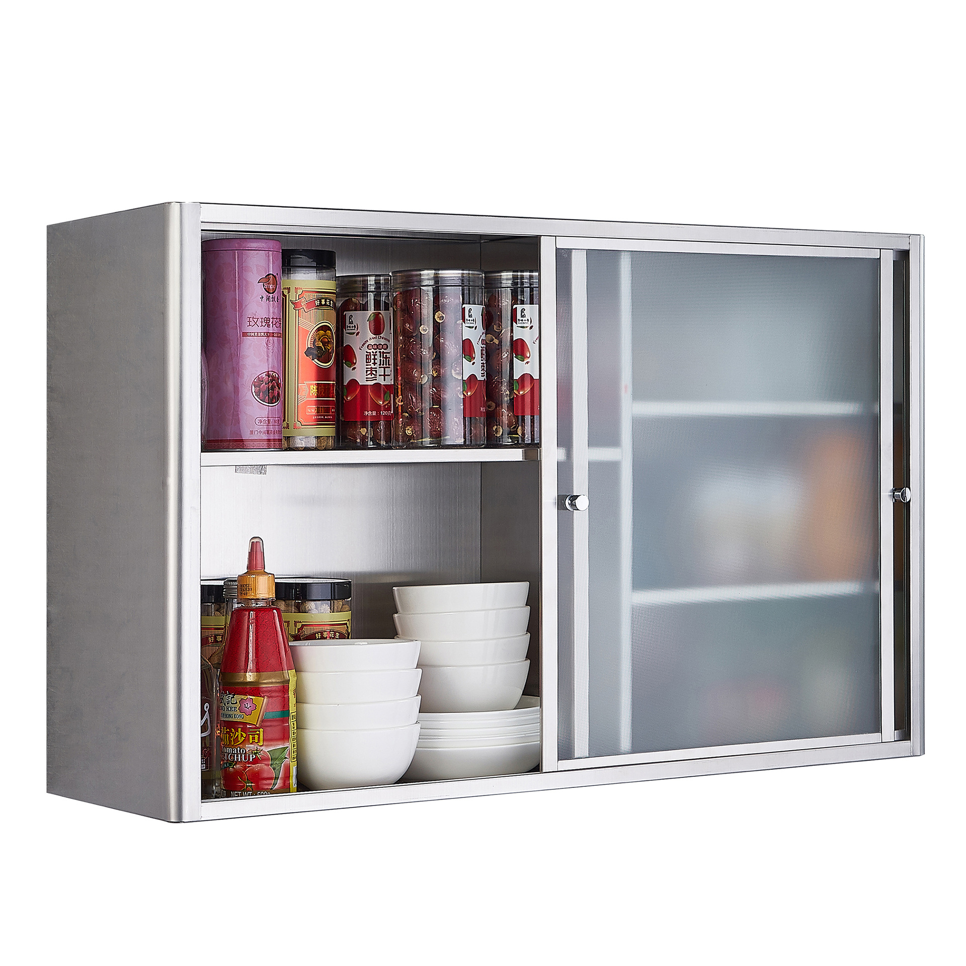 304不锈钢厨房吊柜墙壁柜家用推拉门储物柜收纳橱柜置物柜挂墙式