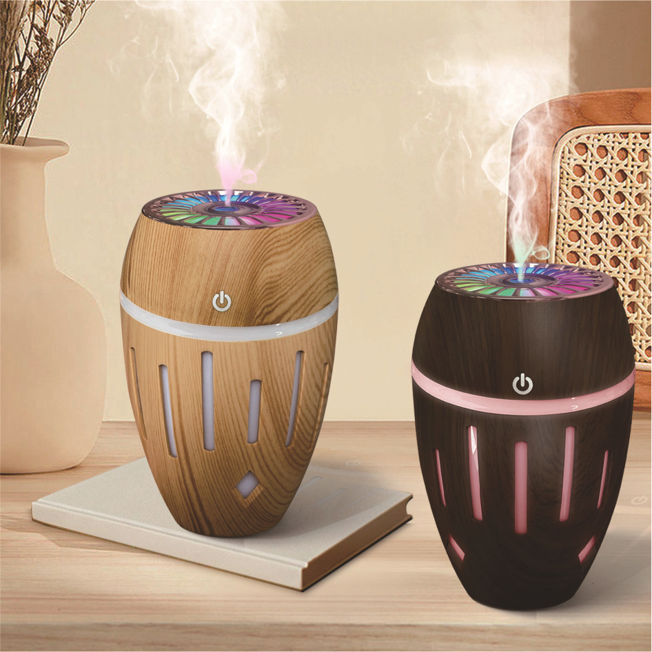 2023 new hollow wood grain humidifier mini aromatherapy humidifier air purifier lantern humidifier