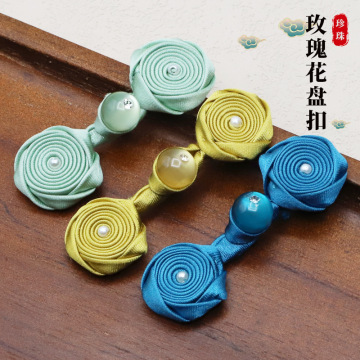 珍珠玫瑰花带钻盘扣手工复古国风布扣服装辅料配饰-阿里巴巴