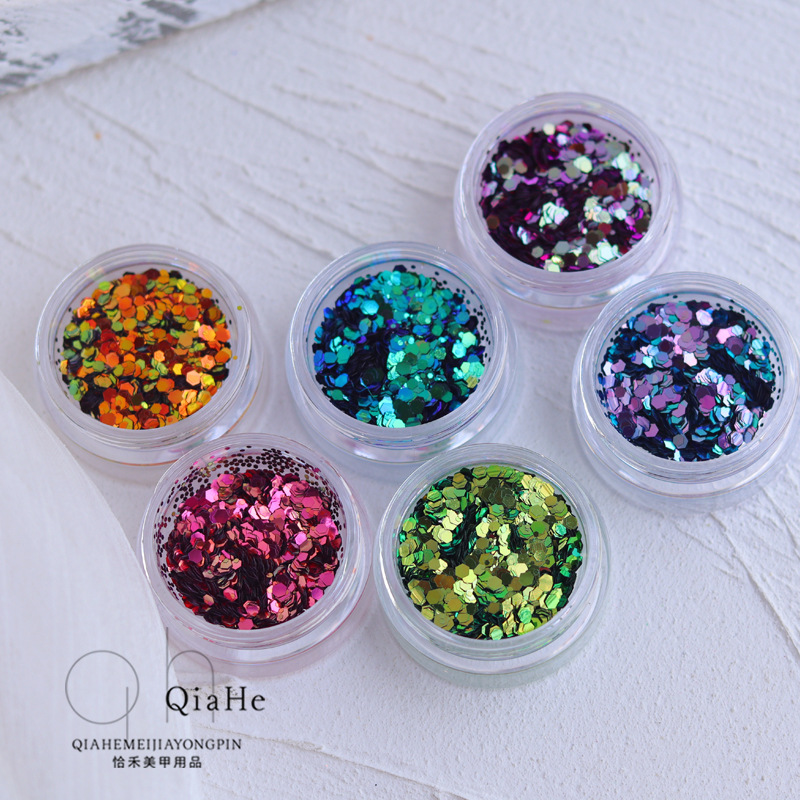 新款韩国大亮片超闪变色龙混合璀璨闪粉渐变炫彩亮片指甲装饰贴片