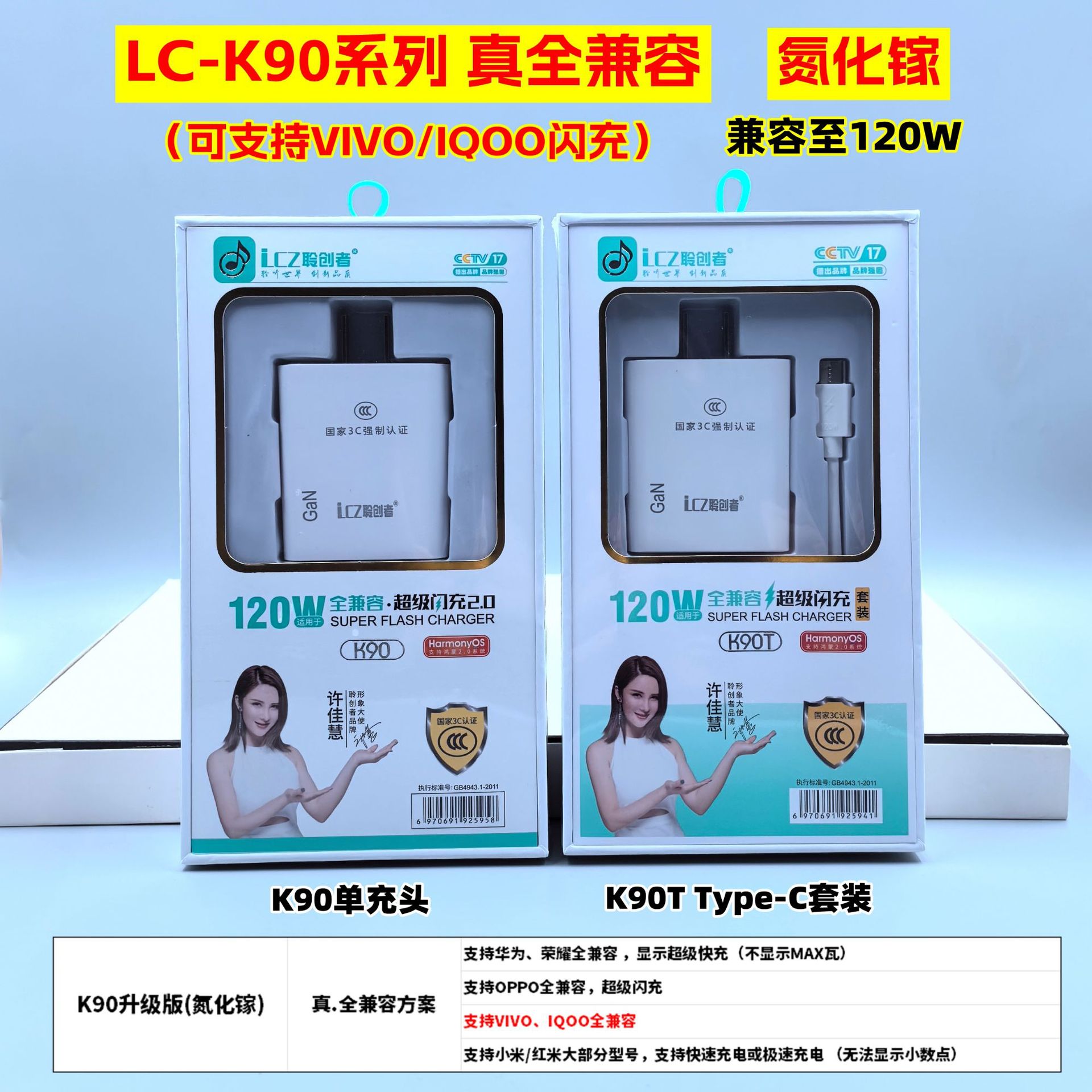 聆创者65w 66w 100w 120w多协议手机充电器多兼容手机闪充充电头