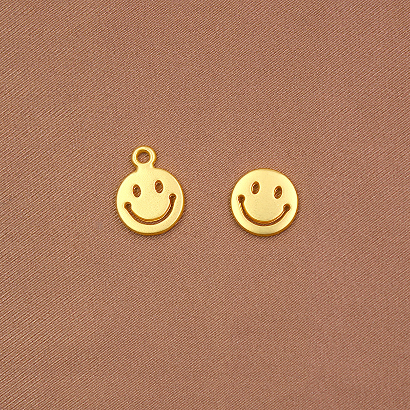 笑脸卡通发绳手链吊坠 diy饰品配件个性手饰挂件镂空贴片沙金电镀