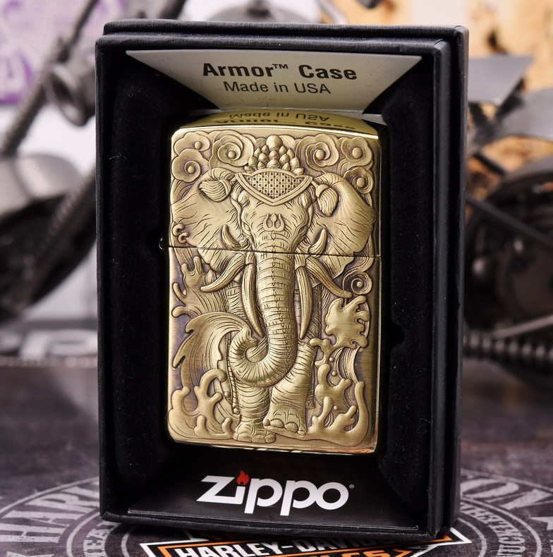 zippo 纯铜盔甲双面3d立体精雕 六合神象