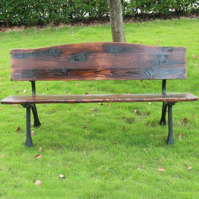 户外防腐木公园长椅子实木长凳室外庭院广场休闲有无靠背铸铁座椅