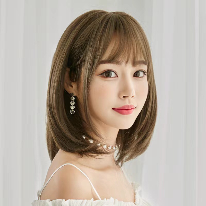 日韩假发短发女bobo头空气刘海短直发 甜美可爱修脸个性假发套
