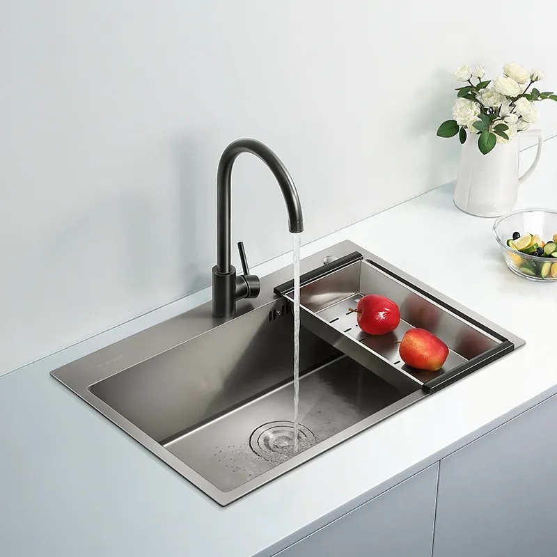 悍高安格斯系列厨房水槽手工单槽双槽304不锈钢洗菜盆洗碗盆