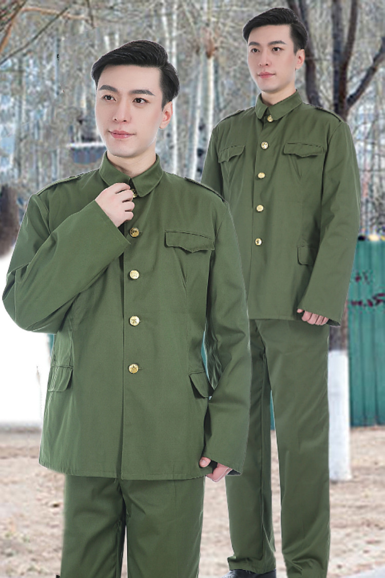 库存正品涤卡陆尉官冬常服老式干部套装立领中山装耐磨防火工作服