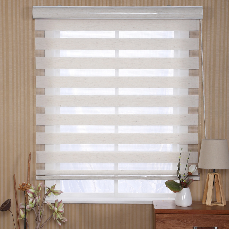 柔纱帘卷帘双层遮光升降办公室厕所厨房防水卷拉式免打孔百叶窗帘