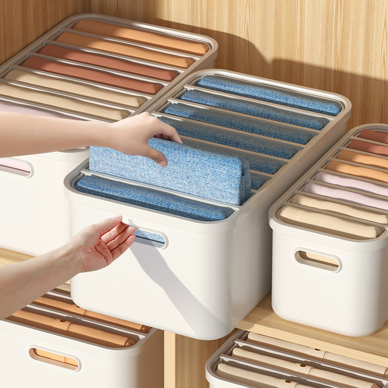 塑料裤子收纳神器家用衣服衣物储物箱抽屉式衣柜分层整理盒分格筐