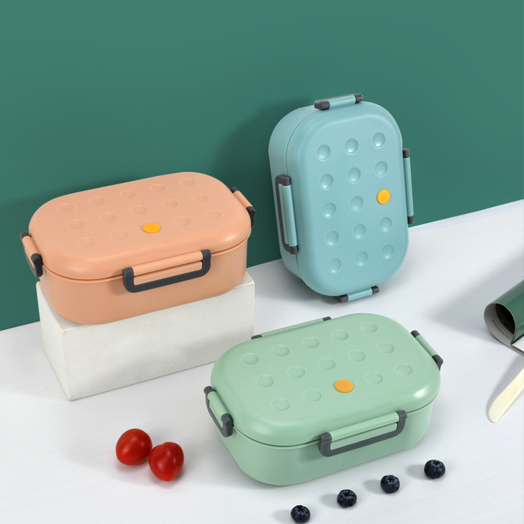 Creative Arts Bento Box Student Office Worker Lunch Box Four-Button Sealed Pp Food Grade Plastic Crisper 0779