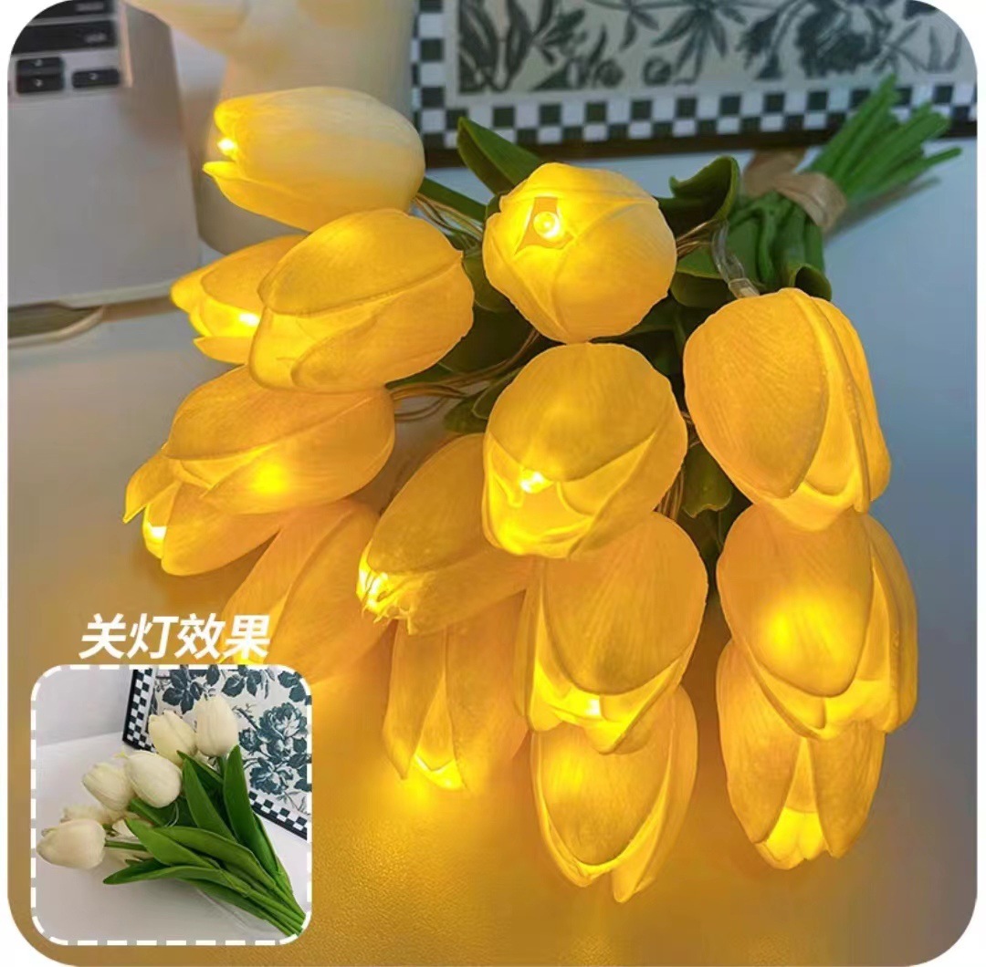 Artificial Flower with Light Tulip Led Luminous Atmosphere Light Night Light Handmade Light Bedroom Decoration Bedside Ceremony Sense