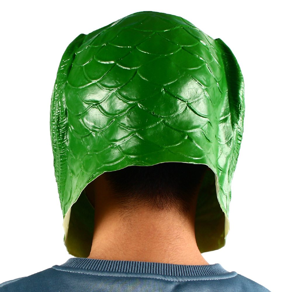 现货网红绿鱼头套鱼头绿鱼面具节日搞笑整蛊沙雕绿头怪怪鱼面具