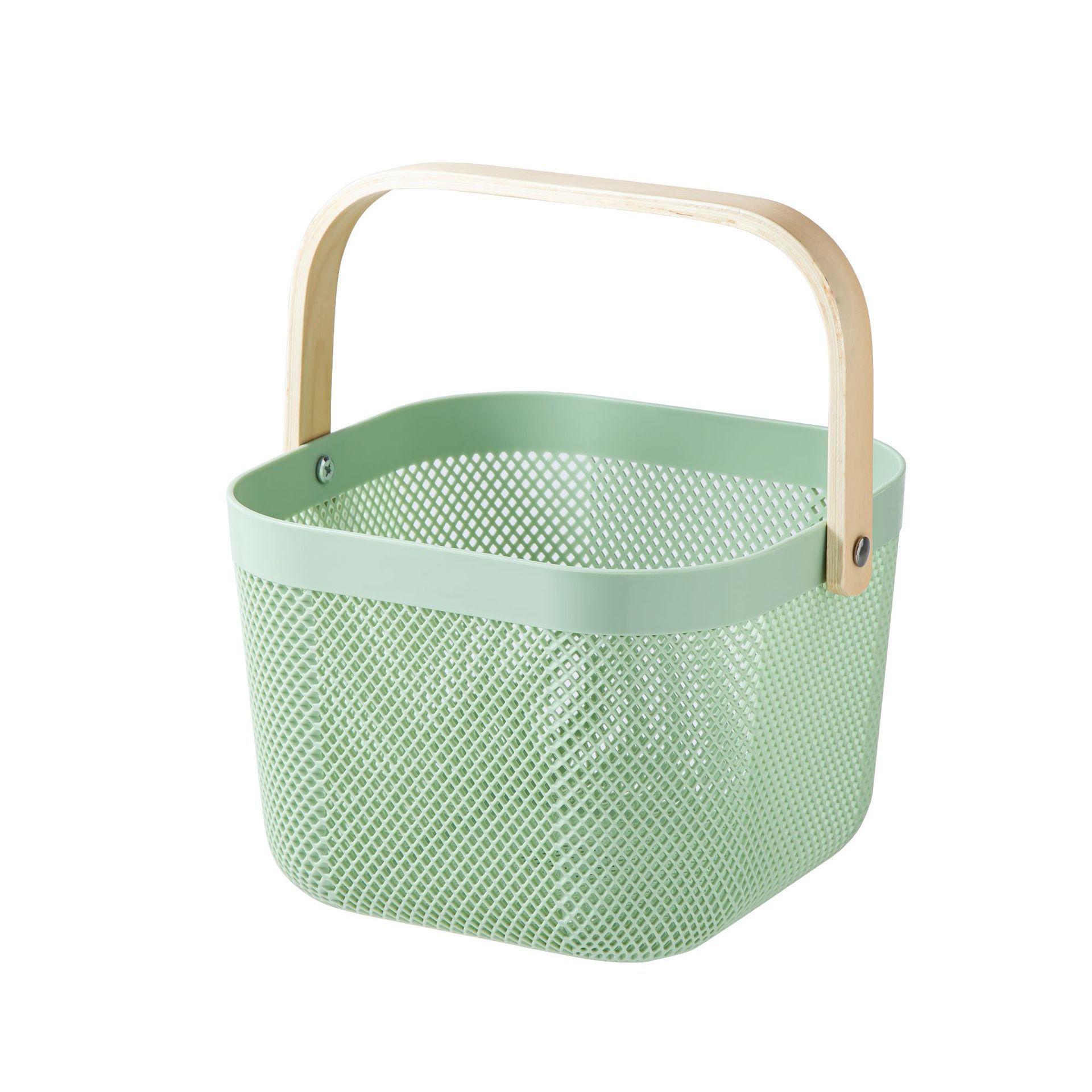 Simple Storage Basket Internet Celebrity Storage Basket Household Basket with Solid Wood Handle Vegetable Basket Fruit Basket Bath Storage Basket
