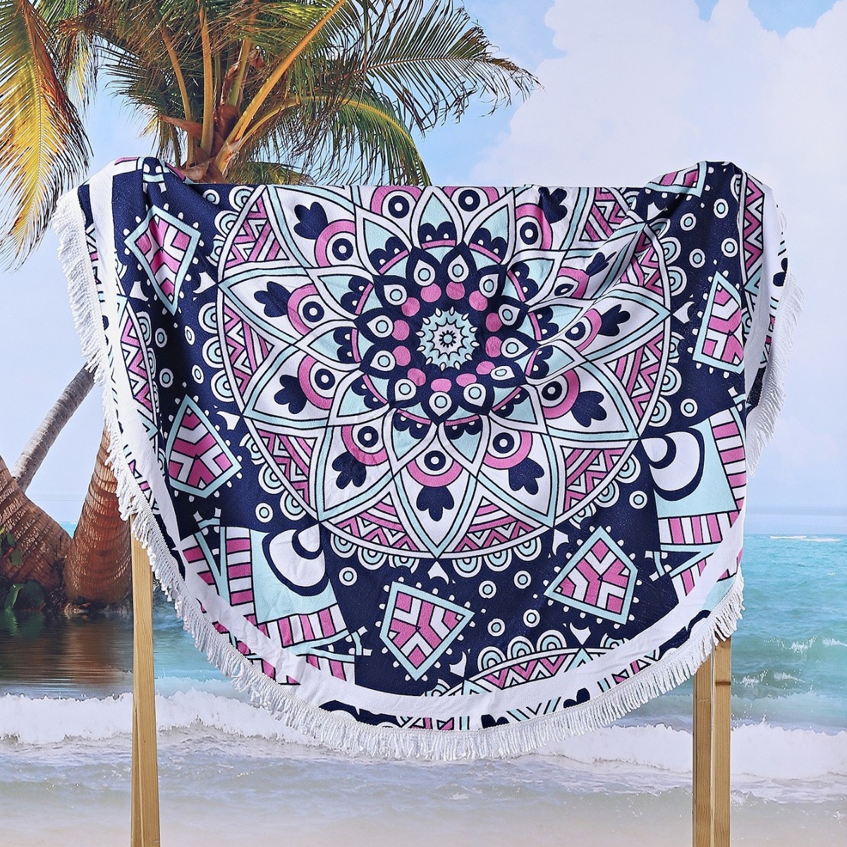 round beach towel factory customized microfiber soft absorbent creative fashion printed bath towel foreign trade wholesale